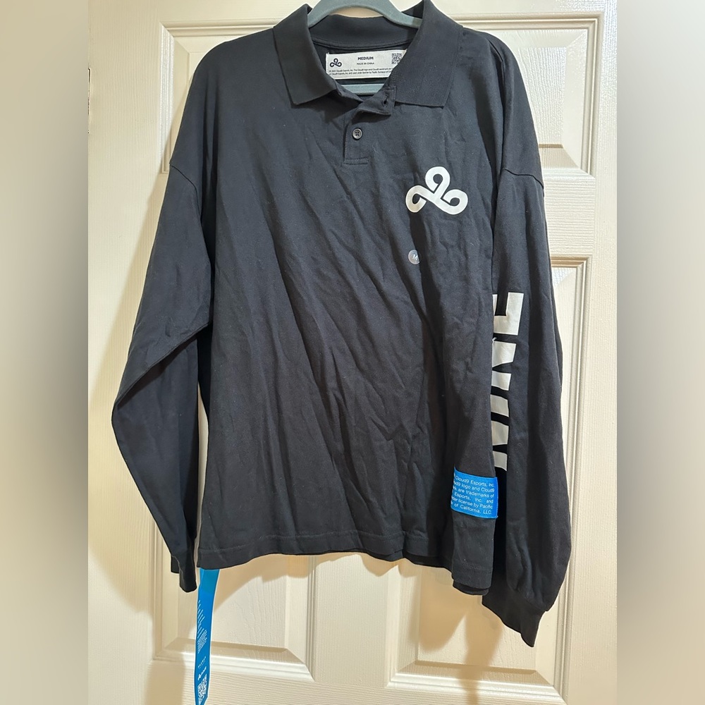 Cloud9 x PacSun Long Sleeve Polo. Black.